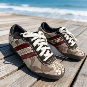 COACH MABLE WOMENS SNEAKERS SIZE 7.5M RED BROWN TAN